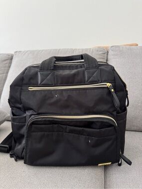 Skip Hop Black Baby Diaper Backpack with Gold Accents